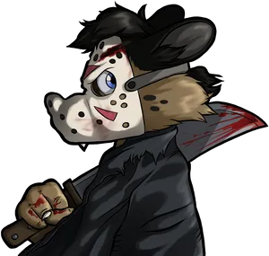 Cartoonish Jason With Knife PNG Image