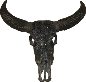 Carved Buffalo Skull Decor PNG Image