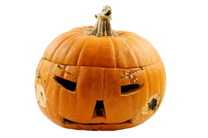 Carved Halloween Pumpkin Black Background PNG Image