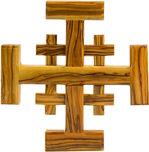 Carved Wooden Cross Design PNG Image