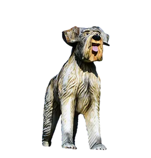 Carved Wooden Dog Sculpture PNG Image