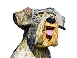 Carved Wooden Dog Sculpture PNG Image