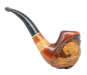 Carved Wooden Tobacco Pipe PNG Image