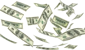 Cash Rain Falling Dollars Background PNG Image