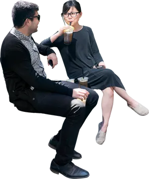 Casual Coffee Break Conversation PNG Image