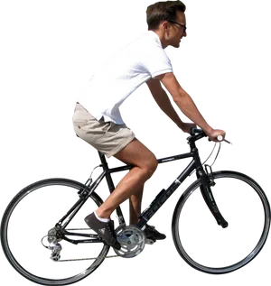 Casual Cyclist Riding Bike PNG Image