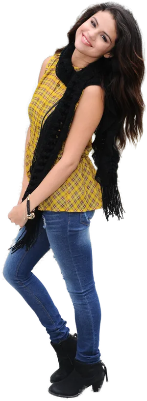 Casual Fashion Pose Selena PNG Image