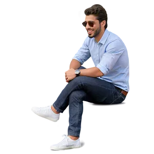 Casual Man Sitting Png Qkn65 PNG Image