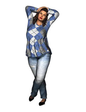 Casual Pose3 D Model PNG Image