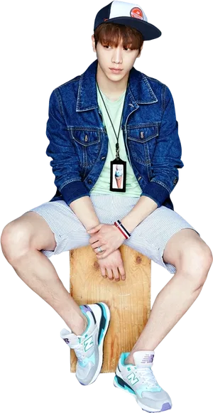 Casual Style Young Man Sitting PNG Image