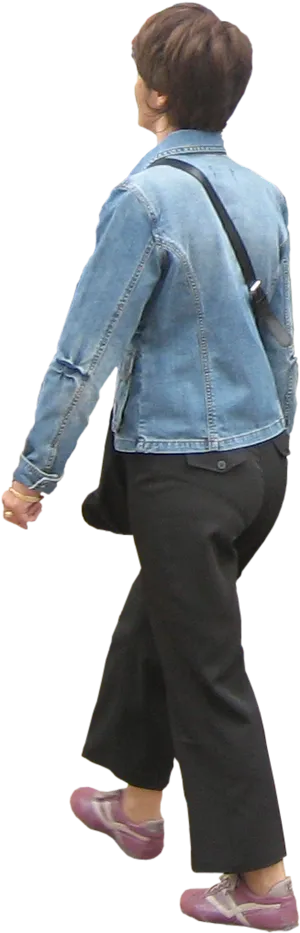 Casual Walk Denim Jacket Woman PNG Image