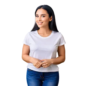 Casual White Tee Mockup For Designs Png Ffm74 PNG Image