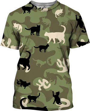 Cat Camo T Shirt Design PNG Image