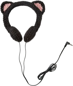 Cat Ear Headphones Black PNG Image