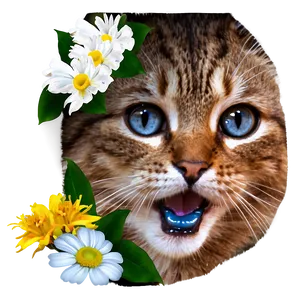 Cat Face With Flowers Png Thu61 PNG Image