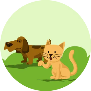 Catand Dog Friends Cartoon PNG Image