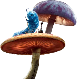 Caterpillaron Mushroom Alicein Wonderland PNG Image