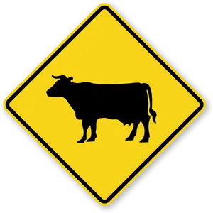 Cattle Crossing Sign PNG Image