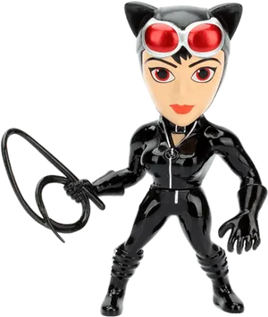 Catwoman Figurine Action Pose PNG Image