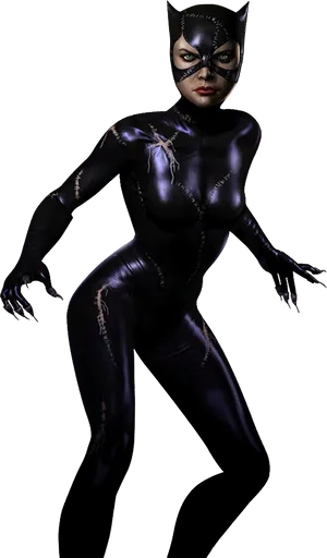 Catwomanin Action Pose PNG Image