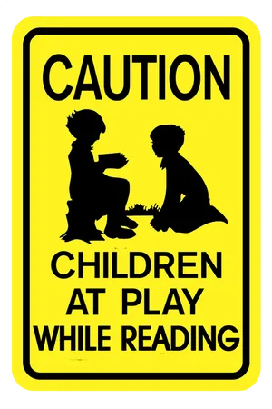 Caution Children At Play While Reading Sign PNG Image