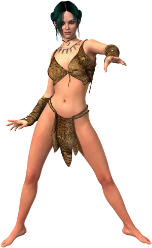 Cavegirl_ Costume_ Pose PNG Image