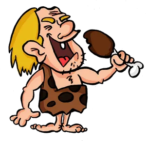 Caveman Cartoon Holding Club PNG Image