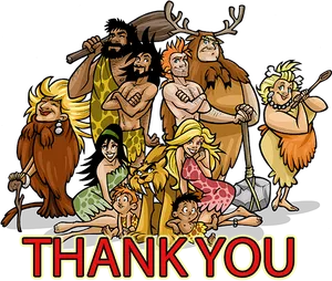 Caveman_ Family_ Celebration PNG Image