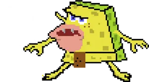 Caveman Sponge Bob Meme Pixel Art PNG Image