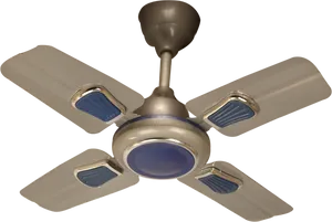 Ceiling Fanwith Blue Accents.png PNG Image