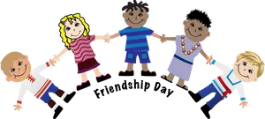 Celebrating Friendship Day Cartoon Kids PNG Image