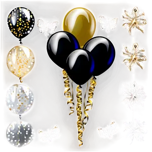 Celebratory Black And Gold Balloons Png Fko PNG Image