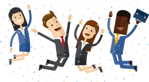 Celebratory Business Team Jump PNG Image