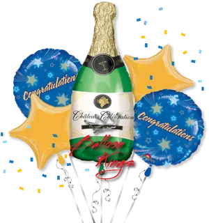 Celebratory Champagne Balloon Bouquet PNG Image