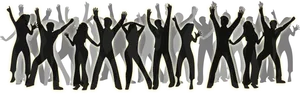 Celebratory Crowd Silhouette PNG Image