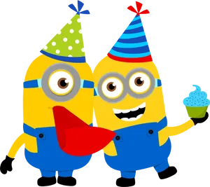 Celebratory Minions Party Clipart PNG Image