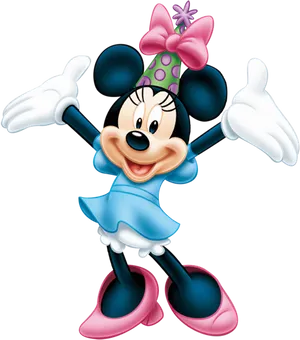 Celebratory Minnie Mouse Birthday Hat PNG Image