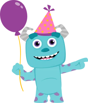 Celebratory Monsterwith Balloon PNG Image