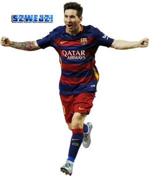 Celebratory Soccer Player F C Barcelona PNG Image