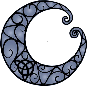 Celtic Crescent Moon Design PNG Image