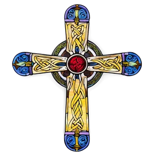 Celtic Cross In Stained Glass Png 06212024 PNG Image