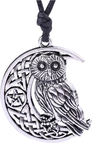 Celtic Owl Pendant Silver PNG Image