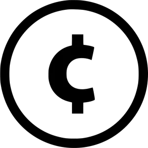 Cent Sign Black Outline PNG Image