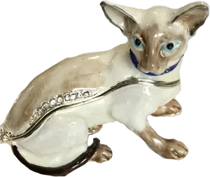 Ceramic Siamese Cat Figurine PNG Image