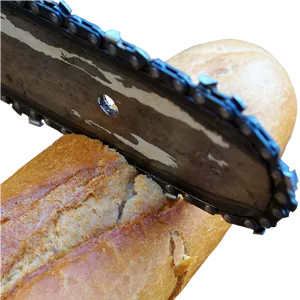 Chainsaw Cutting Bread PNG Image