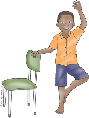 Chair Assisted Yoga Pose Illustration PNG