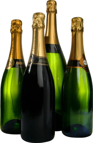 Champagne Bottles Black Background PNG Image