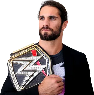 Champion Wrestlerwith Belt PNG Image