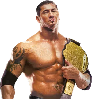 Champion Wrestlerwith Title Belt PNG Image