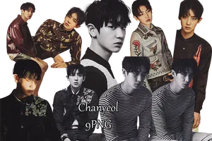 Chanyeol Fashion Collage PNG Image